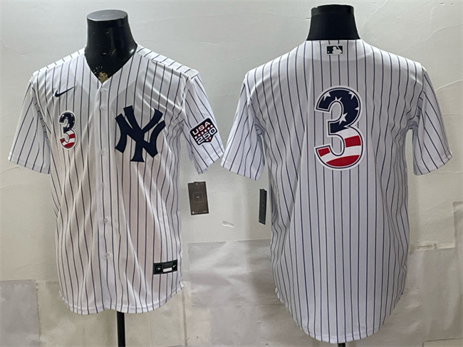 Men's New York Yankees #3 Babe Ruth White 2026 USA 250 Fourth of July Home Stadium Stitched Baseball Jersey Men's New York Yankees #3 Babe Ruth White 2026 USA 250 Fourth of July Home Stadium Stitched Baseball Jersey